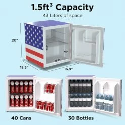 Husky 1.5 Cu. ft. 40-Can American Flag Freestanding Countertop Mini Fridge with Reversible Door without Freezer (USA Flag) 10 Husky 1.5 Cu. ft. 40-Can American Flag Freestanding Countertop Mini Fridge with Reversible Door without Freezer (USA Flag) -Tools Sales american flag husky beverage wine combos osfs025 amr 1f 1000