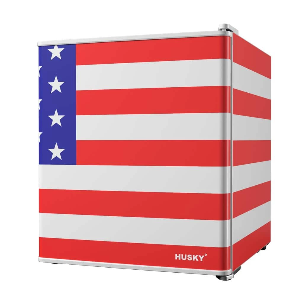 Husky 1.5 Cu. ft. 40-Can American Flag Freestanding Countertop Mini Fridge with Reversible Door without Freezer (USA Flag) 3 Husky 1.5 Cu. ft. 40-Can American Flag Freestanding Countertop Mini Fridge with Reversible Door without Freezer (USA Flag)