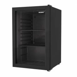 Husky 2.4 Cu. ft. 60-Can Freestanding Beverage Cooler Countertop Mini Fridge with Glass Door without Freezer (Black)
