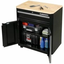 Husky Ready-to-Assemble 24-Gauge Steel 1-Drawer 2-Door Garage Base Cabinet in Black (28 in. W x 33 in. H x 18 in. D -Tools Sales black husky free standing cabinets g2801b us 77 1000