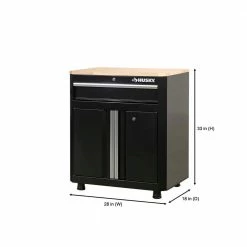 Husky Ready-to-Assemble 24-Gauge Steel 1-Drawer 2-Door Garage Base Cabinet in Black (28 in. W x 33 in. H x 18 in. D -Tools Sales black husky free standing cabinets g2801b us a0 1000