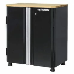 Husky Ready-to-Assemble 24-Gauge Steel 2-Door Garage Base Cabinet in Black (28 in. W x 32 in. H x 18 in. D)