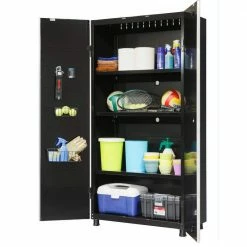 Husky Ready-to-Assemble 24-Gauge Steel Freestanding Garage Cabinet in Black (36 in. W x 72 in. H x 18 in. D) 16 Husky Ready-to-Assemble 24-Gauge Steel Freestanding Garage Cabinet in Black (36 in. W x 72 in. H x 18 in. D) -Tools Sales black husky free standing cabinets g3602t us e1 1000