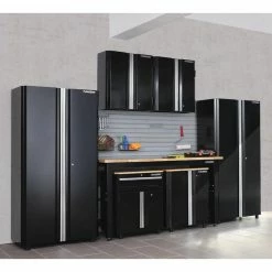 Husky Ready-to-Assemble 24-Gauge Steel Freestanding Garage Cabinet in Black (48 in. W x 72 in. H x 18 in. D) -Tools Sales black husky free standing cabinets g4802t us 44 1000