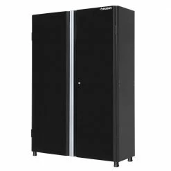 Husky Ready-to-Assemble 24-Gauge Steel Freestanding Garage Cabinet in Black (48 in. W x 72 in. H x 18 in. D)
