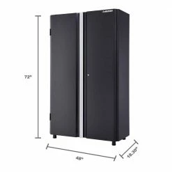 Husky Ready-to-Assemble 24-Gauge Steel Freestanding Garage Cabinet in Black (48 in. W x 72 in. H x 18 in. D) -Tools Sales black husky free standing cabinets g4802t us a0 1000
