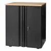 Husky Heavy Duty Welded 20-Gauge Steel 2-Door Garage Base Cabinet in Black (28 in. W x 32 in. H x 21.5 in. D) -Tools Sales black husky free standing cabinets htc1000001 64 1000