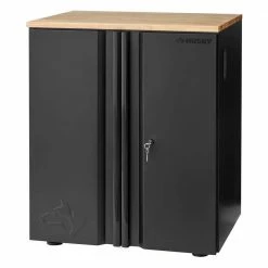 Husky Heavy Duty Welded 20-Gauge Steel 2-Door Garage Base Cabinet in Black (28 in. W x 32 in. H x 21.5 in. D)