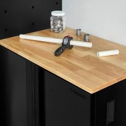 Husky Extra Wide Heavy Duty Welded 20-Gauge Steel 2-Door Garage Base Cabinet in Black (32 in. W x 33 in. H x 21.5 in. D) -Tools Sales black husky free standing cabinets htc1000001 ex 1f 1000