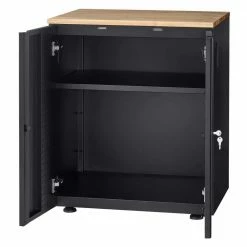 Husky Extra Wide Heavy Duty Welded 20-Gauge Steel 2-Door Garage Base Cabinet in Black (32 in. W x 33 in. H x 21.5 in. D) -Tools Sales black husky free standing cabinets htc1000001 ex 66 1000