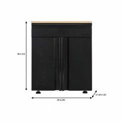 Husky Heavy Duty Welded 20-Gauge Steel 1-Drawer 2-Door Garage Base Cabinet in Black (28 in. W x 32 in. H x 21.5 in. D) -Tools Sales black husky free standing cabinets htc1000009 1d 1000