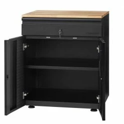Husky Heavy Duty Welded 20-Gauge Steel 1-Drawer 2-Door Garage Base Cabinet in Black (28 in. W x 32 in. H x 21.5 in. D) -Tools Sales black husky free standing cabinets htc1000009 66 1000