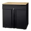Husky Extra Wide Heavy Duty Welded 20-Gauge Steel 1-Drawer 2-Door Garage Cabinet in Black (32 in. W x 33 in. H x 21.5 in. D) -Tools Sales black husky free standing cabinets htc1000009 ex 64 1000