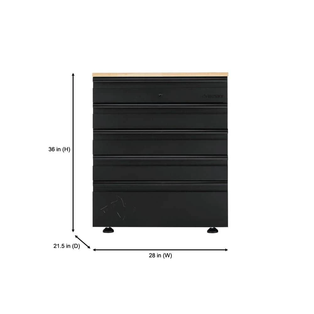 Husky Heavy Duty Welded 18-Gauge Steel 5-Drawer Garage Base Cabinet in Black (28 in. W x 32 in. H x 21.5 in. D) 7 Husky Heavy Duty Welded 18-Gauge Steel 5-Drawer Garage Base Cabinet in Black (28 in. W x 32 in. H x 21.5 in. D) - Image 5