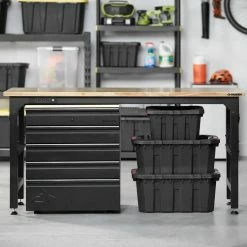 Husky Heavy Duty Welded 18-Gauge Steel 5-Drawer Garage Base Cabinet in Black (28 in. W x 32 in. H x 21.5 in. D) 21 Husky Heavy Duty Welded 18-Gauge Steel 5-Drawer Garage Base Cabinet in Black (28 in. W x 32 in. H x 21.5 in. D) -Tools Sales black husky free standing cabinets htc100007 4f 1000
