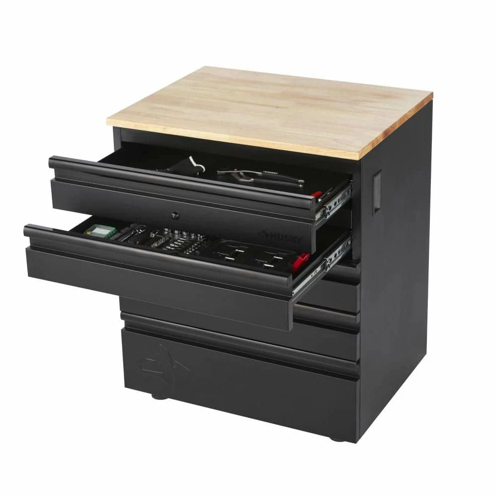 Husky Heavy Duty Welded 18-Gauge Steel 5-Drawer Garage Base Cabinet in Black (28 in. W x 32 in. H x 21.5 in. D) 9 Husky Heavy Duty Welded 18-Gauge Steel 5-Drawer Garage Base Cabinet in Black (28 in. W x 32 in. H x 21.5 in. D) - Image 7