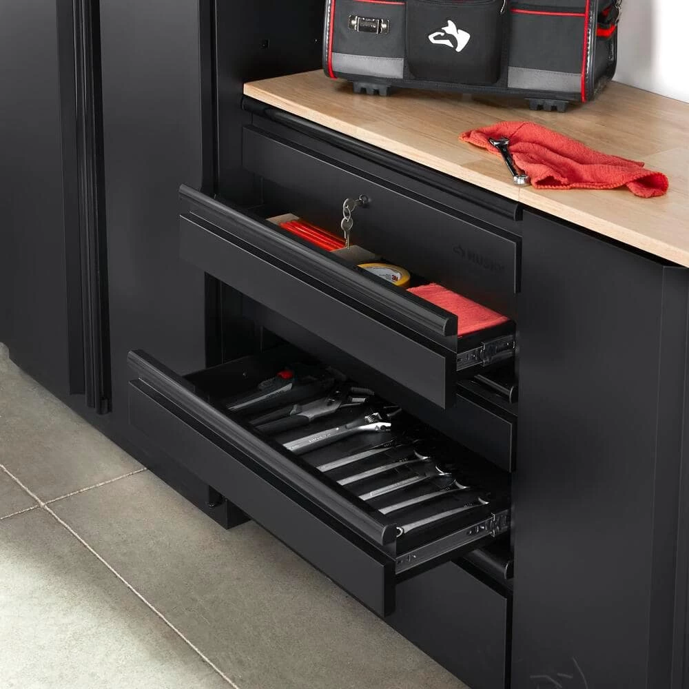 Husky Heavy Duty Welded 18-Gauge Steel 5-Drawer Garage Base Cabinet in Black (28 in. W x 32 in. H x 21.5 in. D) 4 Husky Heavy Duty Welded 18-Gauge Steel 5-Drawer Garage Base Cabinet in Black (28 in. W x 32 in. H x 21.5 in. D) - Image 2