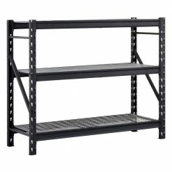 Husky 3-Tier Heavy Duty Industrial Welded Steel Garage Storage Shelving Unit in Black (65 in. W x 54 in. H x 24 in. D) -Tools Sales black husky freestanding shelving units hbr652454w3 40 1000