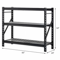 Husky 3-Tier Heavy Duty Industrial Welded Steel Garage Storage Shelving Unit in Black (65 in. W x 54 in. H x 24 in. D) -Tools Sales black husky freestanding shelving units hbr652454w3 a0 1000