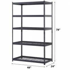 Husky 5-Tier Heavy Duty Boltless Steel Garage Storage Shelving Unit in Black (48 in. W x 78 in. H x 24 in. D) -Tools Sales black husky freestanding shelving units n2r482478w5b c3 1000