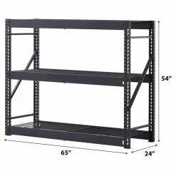 Husky 3-Tier Industrial Duty Steel Freestanding Garage Storage Shelving Unit in Black (65 in. W x 54 in. H x 24 in. D) -Tools Sales black husky freestanding shelving units n2w652454w3b c3 1000