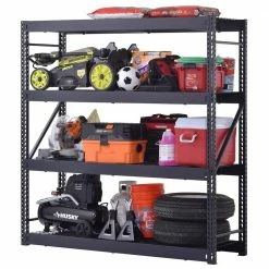 Husky 4-Tier Industrial Duty Steel Freestanding Garage Storage Shelving Unit in Black (77 in. W x 78 in. H x 24 in. D)