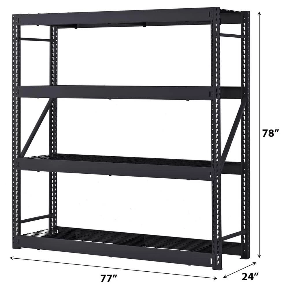 Husky 4-Tier Industrial Duty Steel Freestanding Garage Storage Shelving Unit in Black (77 in. W x 78 in. H x 24 in. D) 9 Husky 4-Tier Industrial Duty Steel Freestanding Garage Storage Shelving Unit in Black (77 in. W x 78 in. H x 24 in. D) - Image 8