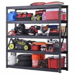 Husky 5-Tier Industrial Duty Steel Freestanding Garage Storage Shelving Unit in Black (90 in. W x 90 in. H x 24 in. D)