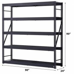 Husky 5-Tier Industrial Duty Steel Freestanding Garage Storage Shelving Unit in Black (90 in. W x 90 in. H x 24 in. D) 23 Husky 5-Tier Industrial Duty Steel Freestanding Garage Storage Shelving Unit in Black (90 in. W x 90 in. H x 24 in. D) -Tools Sales black husky freestanding shelving units n2w902490w5b c3 1000