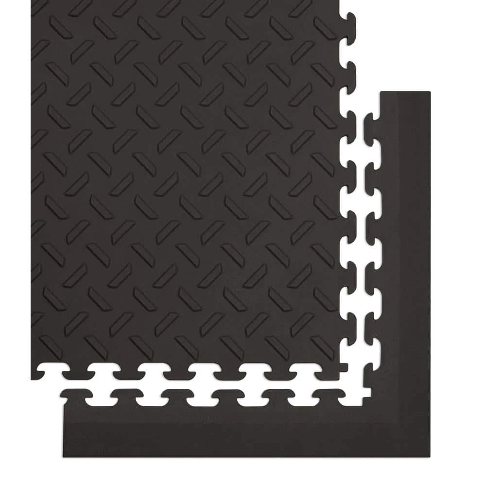 Husky 18.4 in. x 18.4 in. Black Commercial PVC Garage Flooring Trim Kit 5 Husky 18.4 in. x 18.4 in. Black Commercial PVC Garage Flooring Trim Kit - Image 3