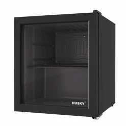 Husky 1.5 Cu. ft. Glass Door Freestanding Countertop Beverage Refrigerator with Reversible Door without Freezer (Black)