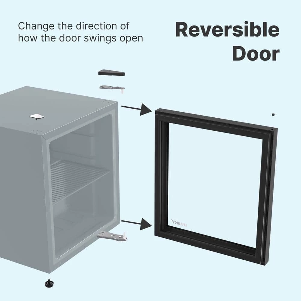 Husky 1.5 Cu. ft. Glass Door Freestanding Countertop Beverage Refrigerator with Reversible Door without Freezer (Black) 10 Husky 1.5 Cu. ft. Glass Door Freestanding Countertop Beverage Refrigerator with Reversible Door without Freezer (Black) - Image 8