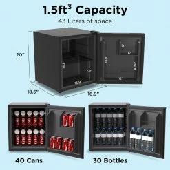 Husky 1.5 Cu. ft. 40-Can Solid Door Freestanding Countertop Quiet Mini Fridge with Reversible Door without Freezer (Black) 11 Husky 1.5 Cu. ft. 40-Can Solid Door Freestanding Countertop Quiet Mini Fridge with Reversible Door without Freezer (Black) -Tools Sales black husky mini fridges osfs008 bm c3 1000