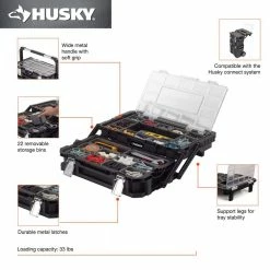 Husky 22 in. 22-Compartment Connect Cantilever Organizer for Small Parts Organizer -Tools Sales black husky modular tool storage systems 230379 a0 1000