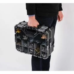 Husky 36-Compartment Interlocking Small Parts Organizer in Black (2-Pack) -Tools Sales black husky portable tool boxes thd2020 002 31 1000