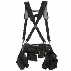 Husky 2-Bag 18 -Pocket Black Framer's Suspension Rig Work Tool Belt with Suspenders -Tools Sales black husky tool belts hd00116 th 4f 1000