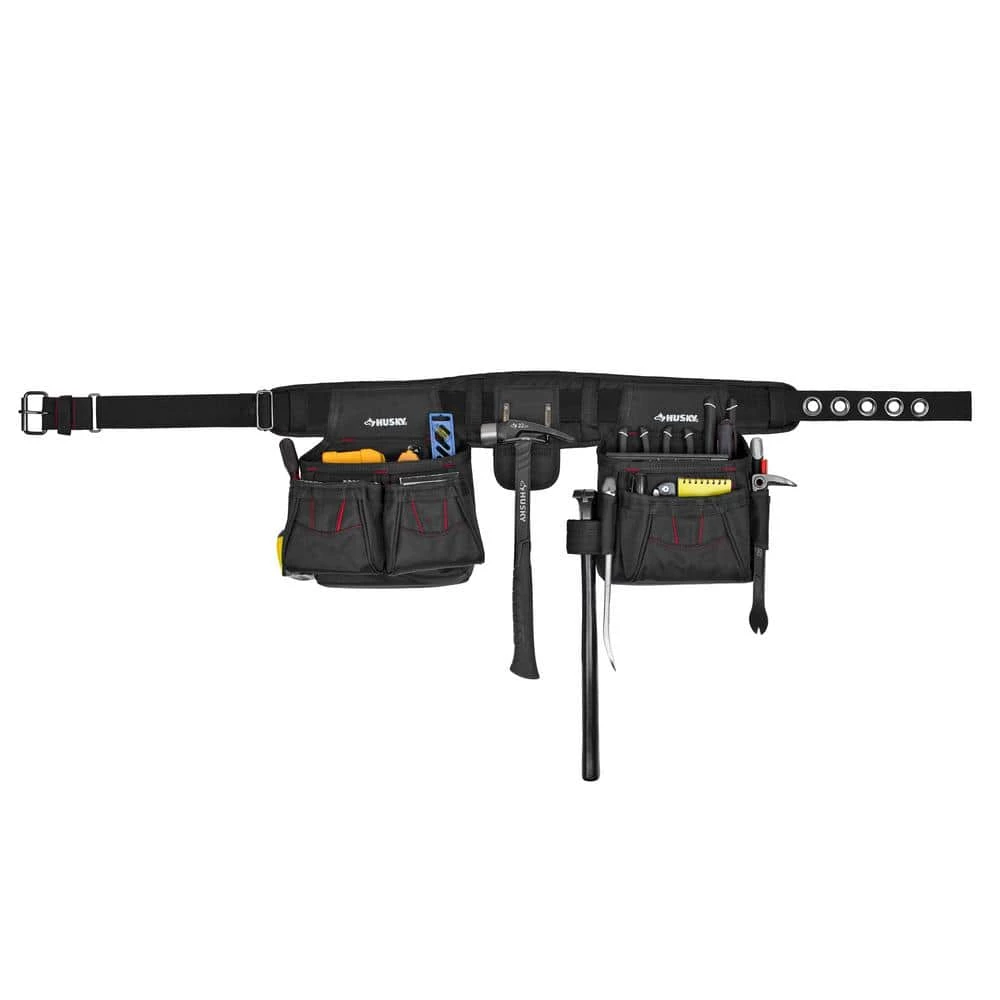 Husky 2-Bag 10-Pocket Black Contractor's Work Tool Belt 4 Husky 2-Bag 10-Pocket Black Contractor's Work Tool Belt - Image 2