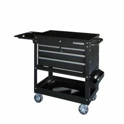 Husky 33 in 4-Drawer Mechanics Cart with Extended Side Table and Bottle Tray 26 Husky 33 in 4-Drawer Mechanics Cart with Extended Side Table and Bottle Tray -Tools Sales black husky tool carts xhouc3304b11 1f 1000