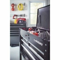 Husky 33 in 4-Drawer Mechanics Cart with Extended Side Table and Bottle Tray 31 Husky 33 in 4-Drawer Mechanics Cart with Extended Side Table and Bottle Tray -Tools Sales black husky tool carts xhouc3304b11 31 1000