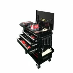 Husky 33 in 4-Drawer Mechanics Cart with Extended Side Table and Bottle Tray 29 Husky 33 in 4-Drawer Mechanics Cart with Extended Side Table and Bottle Tray -Tools Sales black husky tool carts xhouc3304b11 76 1000
