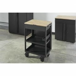 Husky Utility Cart with Wooden Top in Black (24.25 in. W x 37.5 in. H x 17.5 in. D) -Tools Sales black husky utility carts htc1000018 40 1000