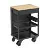 Husky Utility Cart with Wooden Top in Black (24.25 in. W x 37.5 in. H x 17.5 in. D) -Tools Sales black husky utility carts htc1000018 64 1000