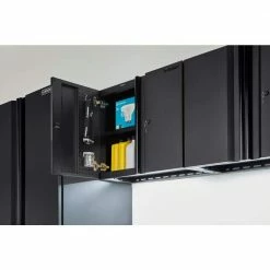 Husky Heavy Duty Welded 20-Gauge Steel Wall Mounted Garage Cabinet in Black (28 in. W x 22 in. H x 14 in. D) 21 Husky Heavy Duty Welded 20-Gauge Steel Wall Mounted Garage Cabinet in Black (28 in. W x 22 in. H x 14 in. D) -Tools Sales black husky wall mounted cabinets htc1000010 31 1000