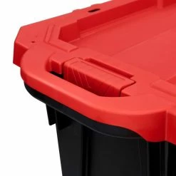 Husky 45 Gal. Latch and Stack Tote with Wheels in Black with Red Lid 24 Husky 45 Gal. Latch and Stack Tote with Wheels in Black with Red Lid -Tools Sales black red husky storage bins 206201 4f 1000