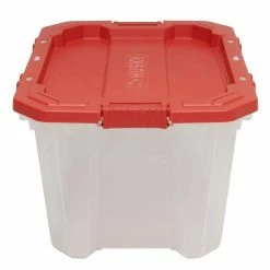 Husky 25 Gal. Latch and Stack Tote in Clear with Red Lid 21 Husky 25 Gal. Latch and Stack Tote in Clear with Red Lid -Tools Sales clear husky storage bins 206234 4f 1000