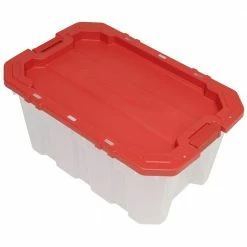 Husky 25 Gal. Latch and Stack Tote in Clear with Red Lid 24 Husky 25 Gal. Latch and Stack Tote in Clear with Red Lid -Tools Sales clear husky storage bins 206234 fa 1000