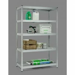 Husky 5-Tier Riveted Steel Garage Storage Shelving Unit in Silver (48 in. W x 78 in. H x 24 in. D) -Tools Sales gavanised husky freestanding shelving units 426007 31 1000