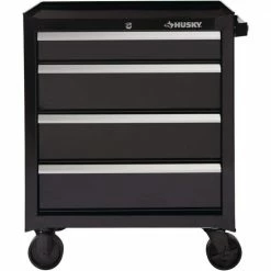 Husky 26.5 in. W x 18 in. D Standard Duty 4-Drawer Rolling Tool Cabinet in Gloss Black -Tools Sales gloss black husky tool cabinets hkst98066bk d4 1000
