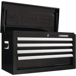 Husky 26 in. W x 12 in. D Standard Duty 4-Drawer Top Tool Chest in Gloss Black -Tools Sales gloss black husky top tool chests hkst98065bk 31 1000