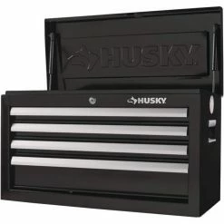 Husky 26 in. W x 12 in. D Standard Duty 4-Drawer Top Tool Chest in Gloss Black -Tools Sales gloss black husky top tool chests hkst98065bk fa 1000